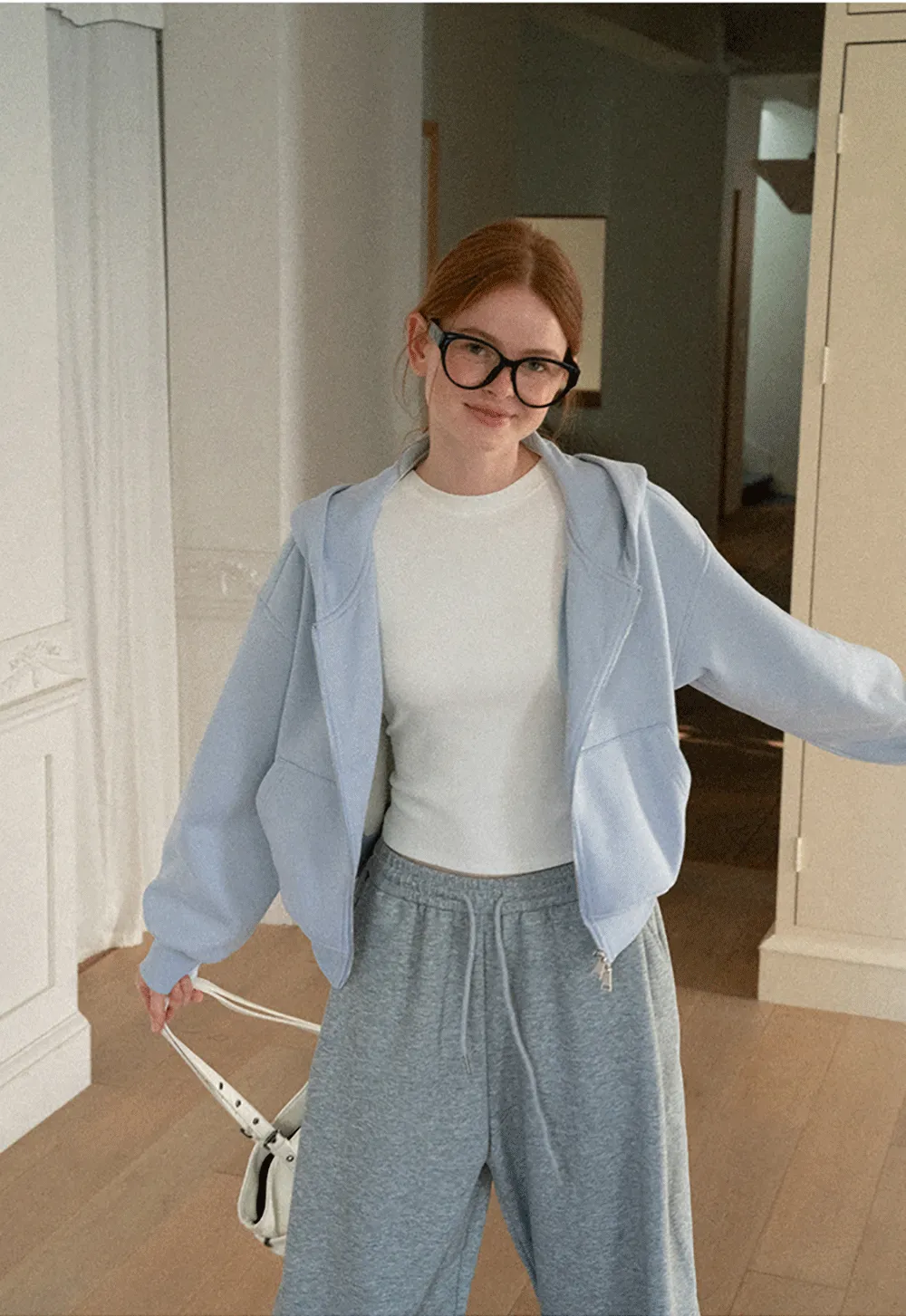 Oversized Cropped Hooded Sweatshirt