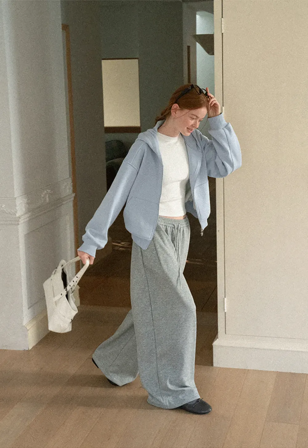 Oversized Cropped Hooded Sweatshirt