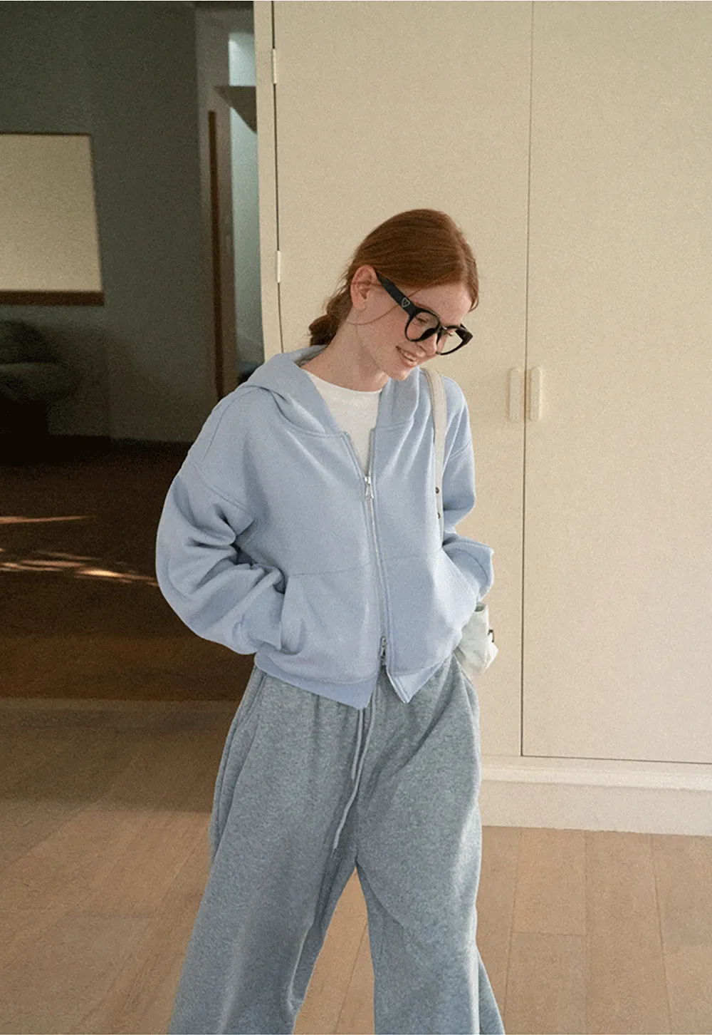 Oversized Cropped Hooded Sweatshirt