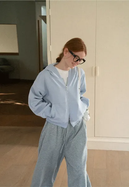 Oversized Cropped Hooded Sweatshirt