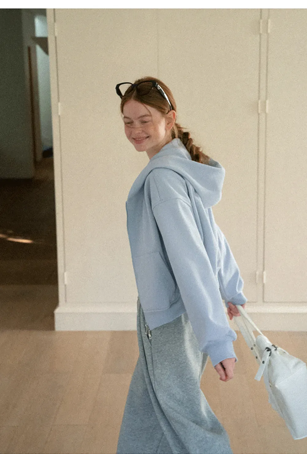 Oversized Cropped Hooded Sweatshirt
