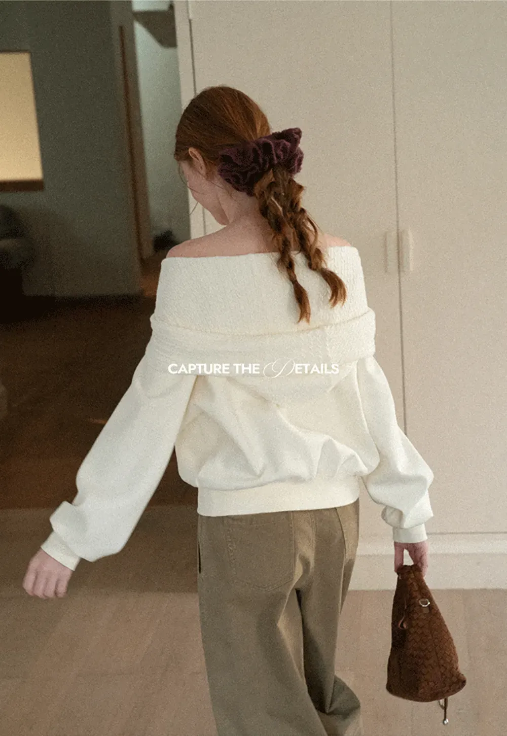 Off Shoulder Bow Front Knit Sweater
