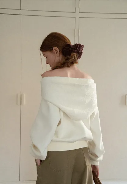 Off Shoulder Bow Front Knit Sweater