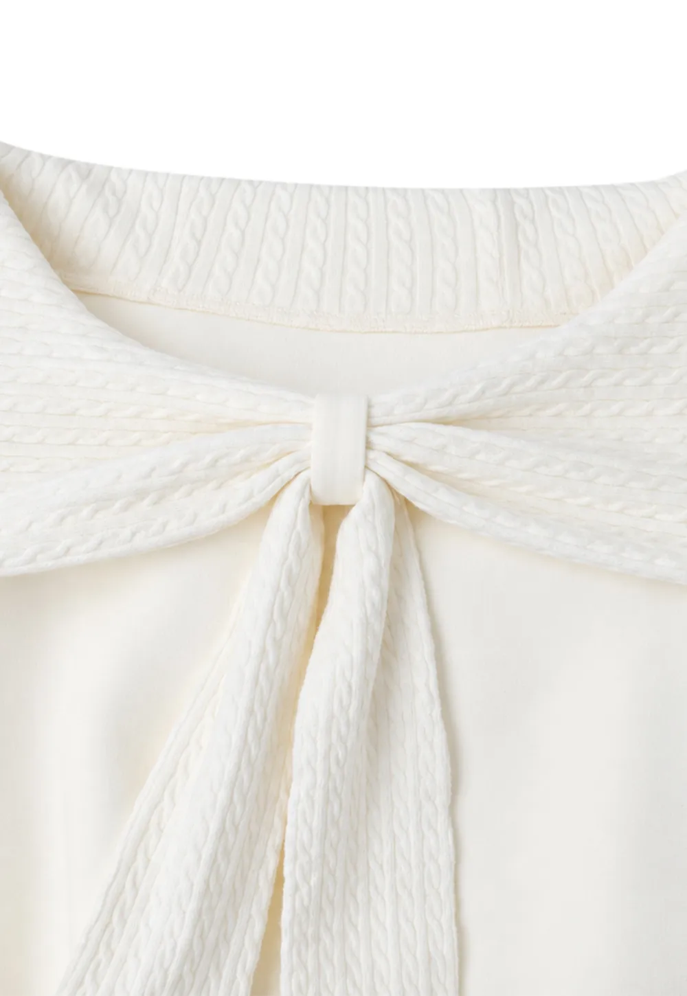 Off Shoulder Bow Front Knit Sweater