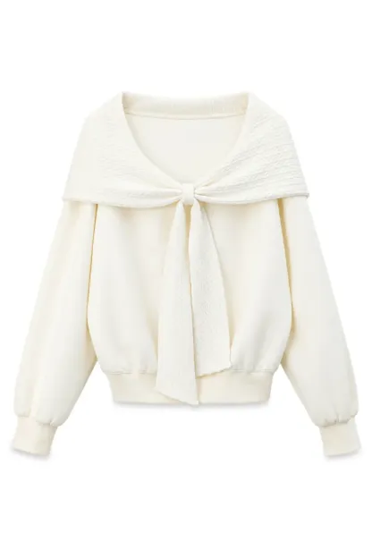 Off Shoulder Bow Front Knit Sweater