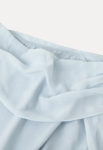 Off Shoulder Lace Chiffon Blouse with Ruffled Sleeves