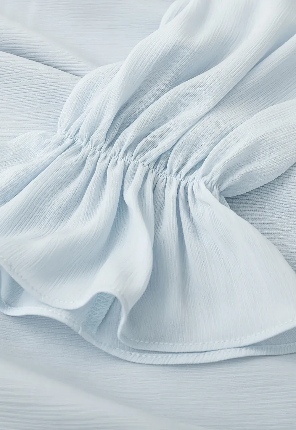 Off Shoulder Lace Chiffon Blouse with Ruffled Sleeves