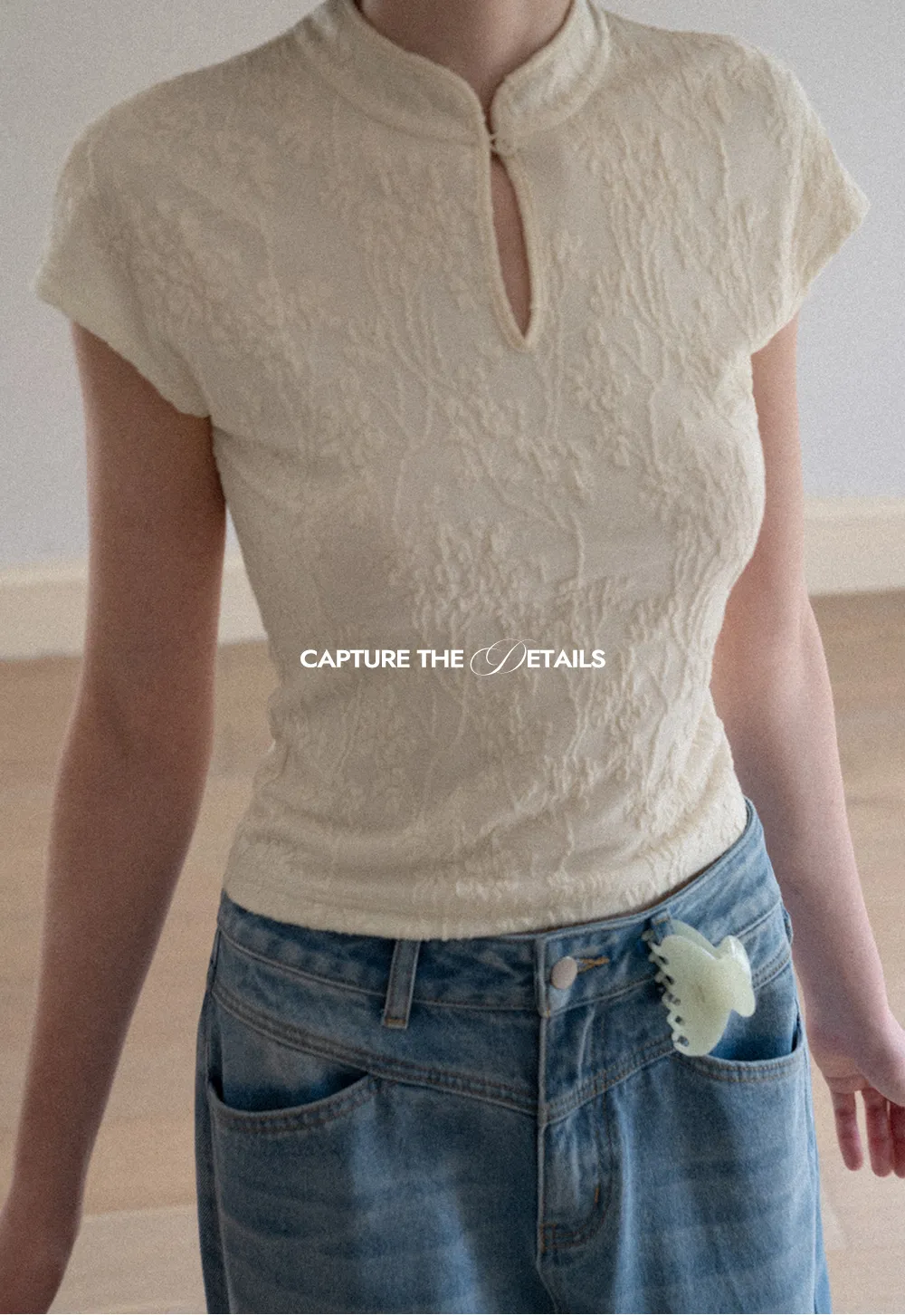 Textured Knit Top with Keyhole Neckline