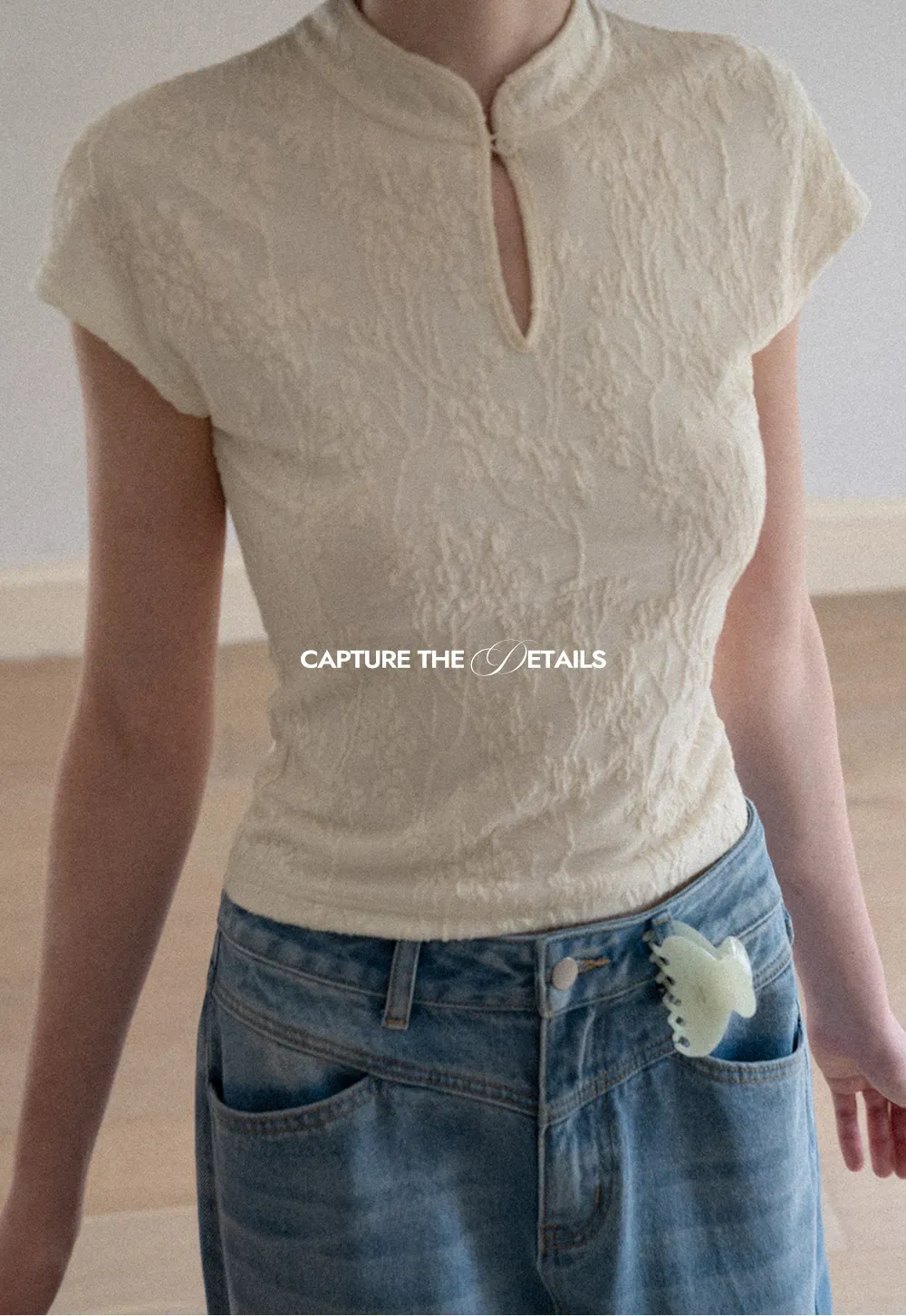 Textured Knit Top with Keyhole Neckline