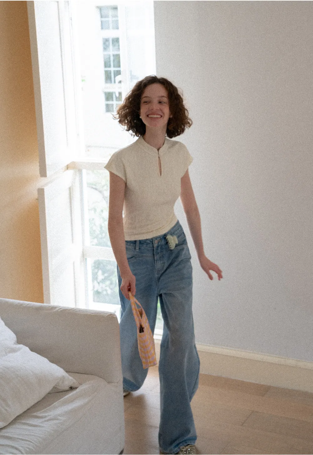 Textured Knit Top with Keyhole Neckline