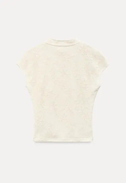 Textured Knit Top with Keyhole Neckline