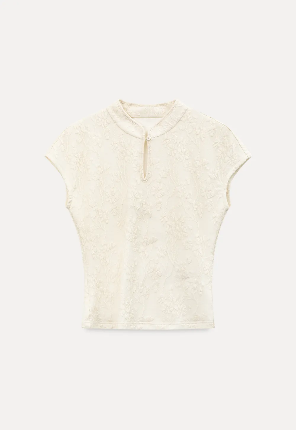 Textured Knit Top with Keyhole Neckline
