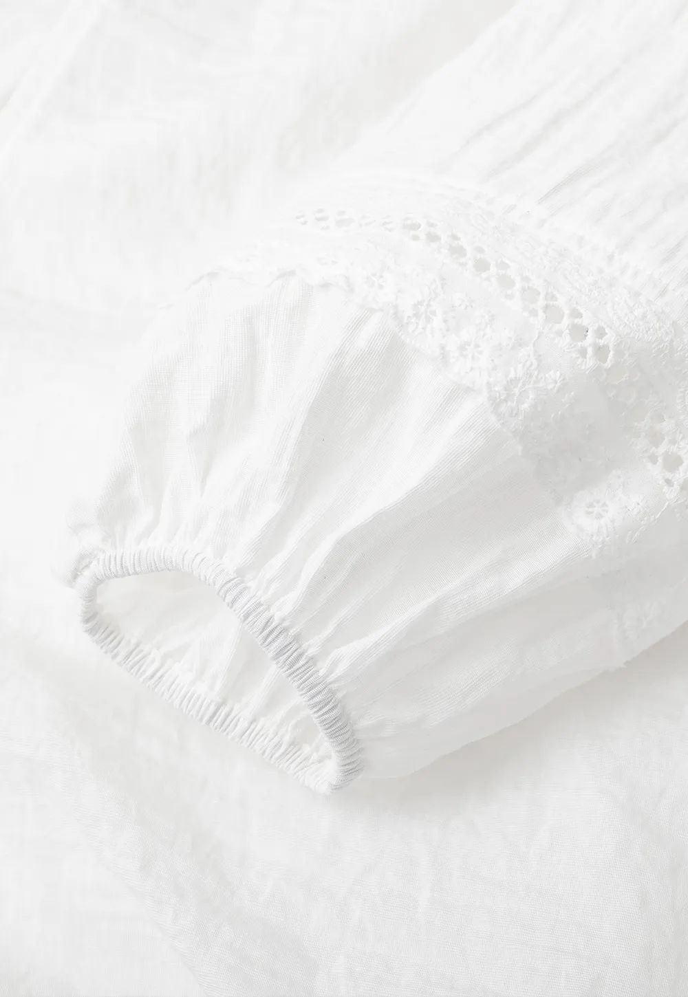 Ruffled Collar Lace Trim Drawstring Chiffon Blouse