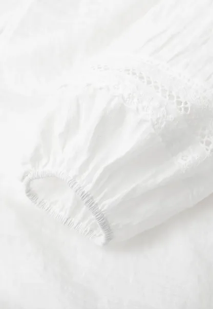 Ruffled Collar Lace Trim Drawstring Chiffon Blouse