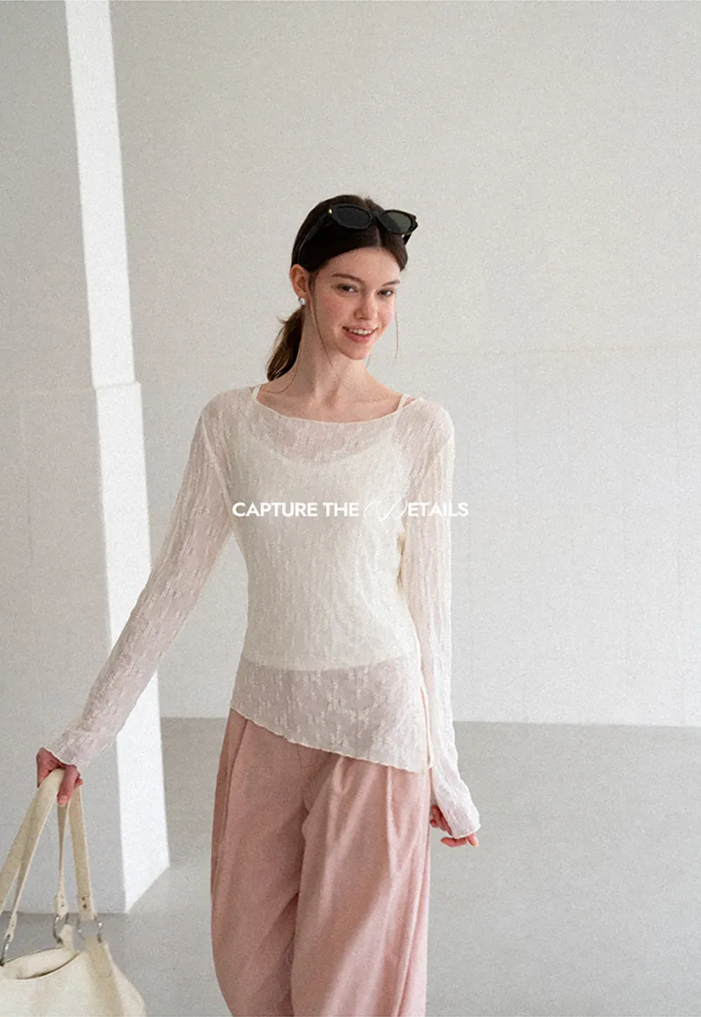 Off Shoulder Lace Chiffon Blouse Long Sleeve