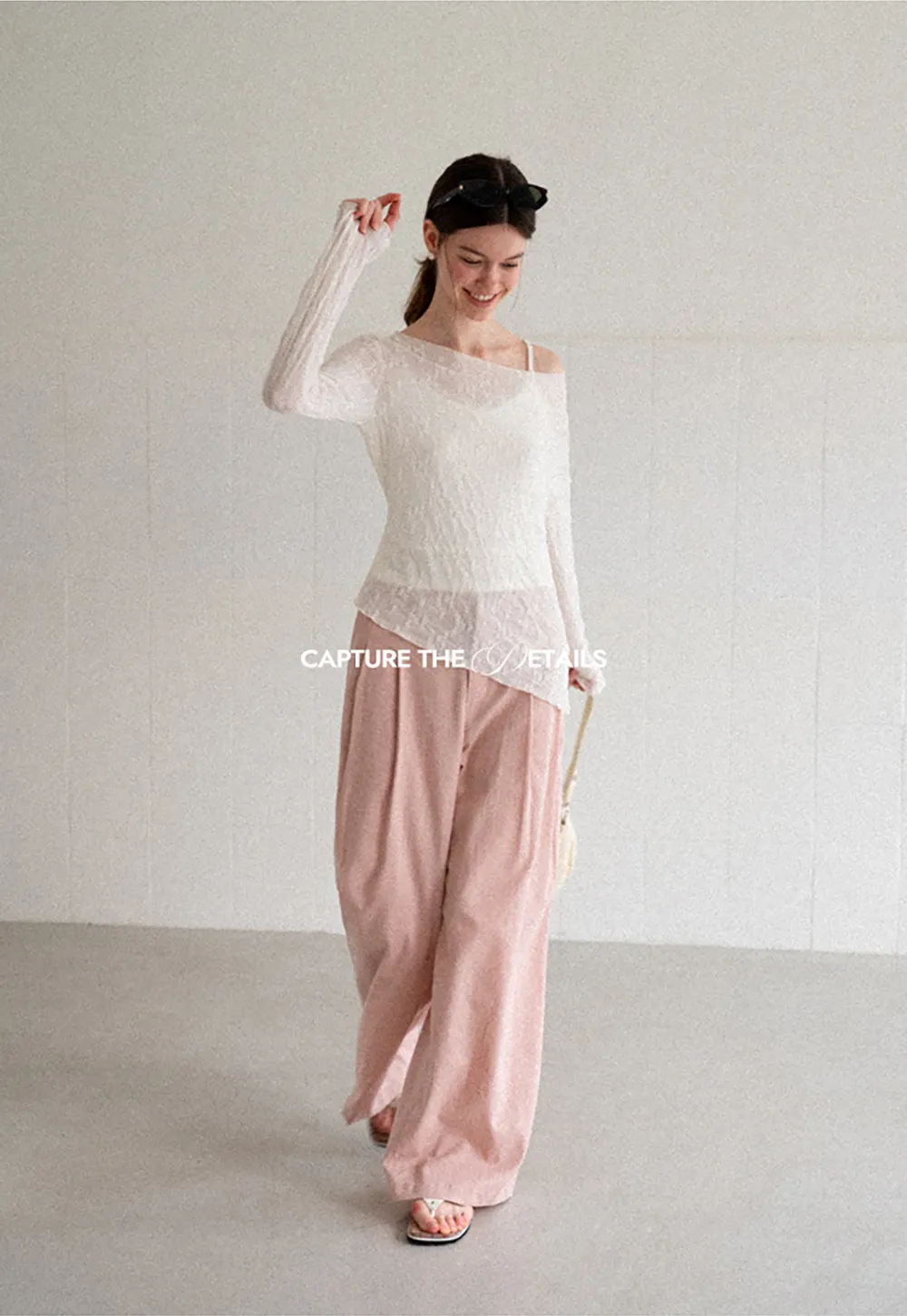 Off Shoulder Lace Chiffon Blouse Long Sleeve