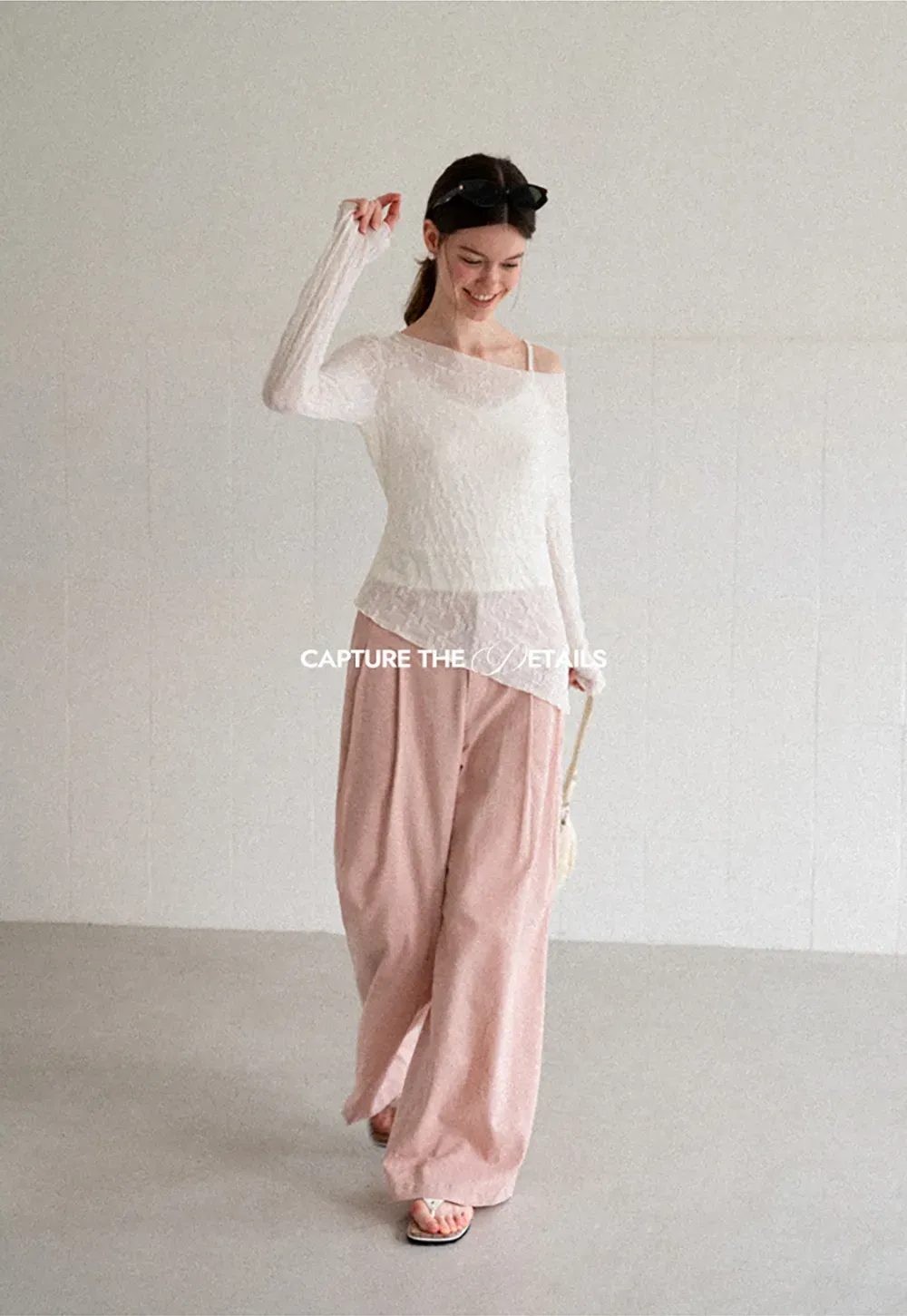 Off Shoulder Lace Chiffon Blouse Long Sleeve
