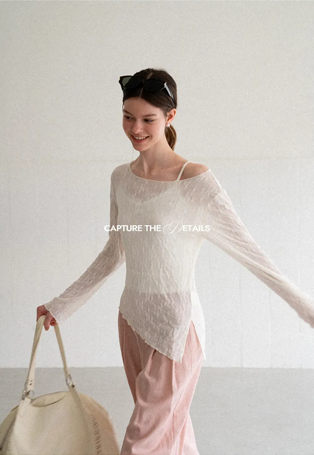 Off Shoulder Lace Chiffon Blouse Long Sleeve