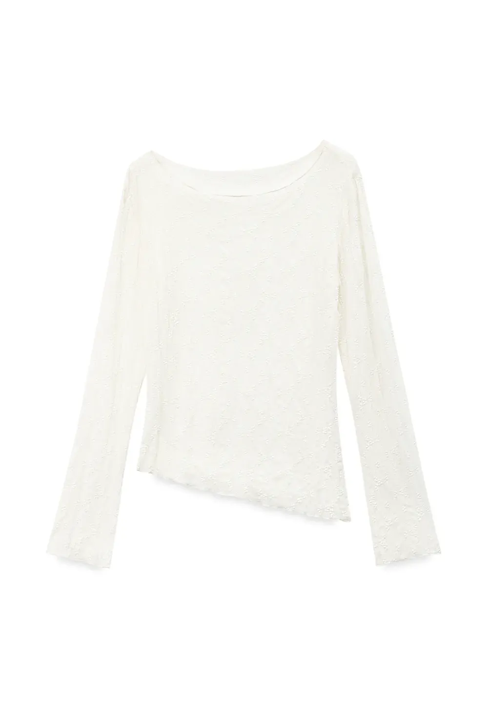 Off Shoulder Lace Chiffon Blouse Long Sleeve