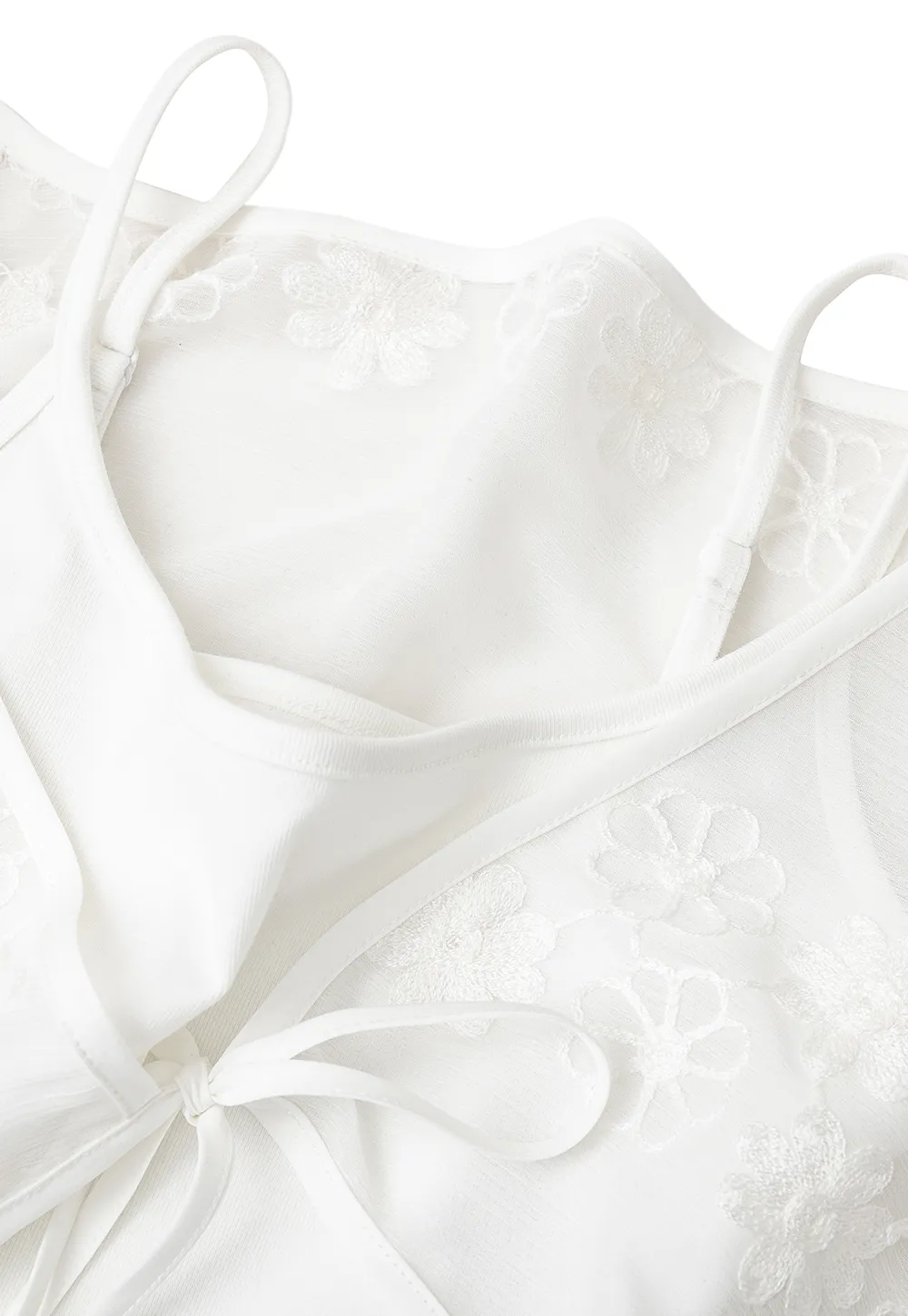 Floral Embroidered Drawstring Front Lace Chiffon Blouse