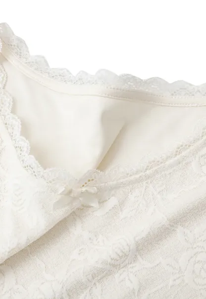 Lace Long Sleeve V Neck Blouse