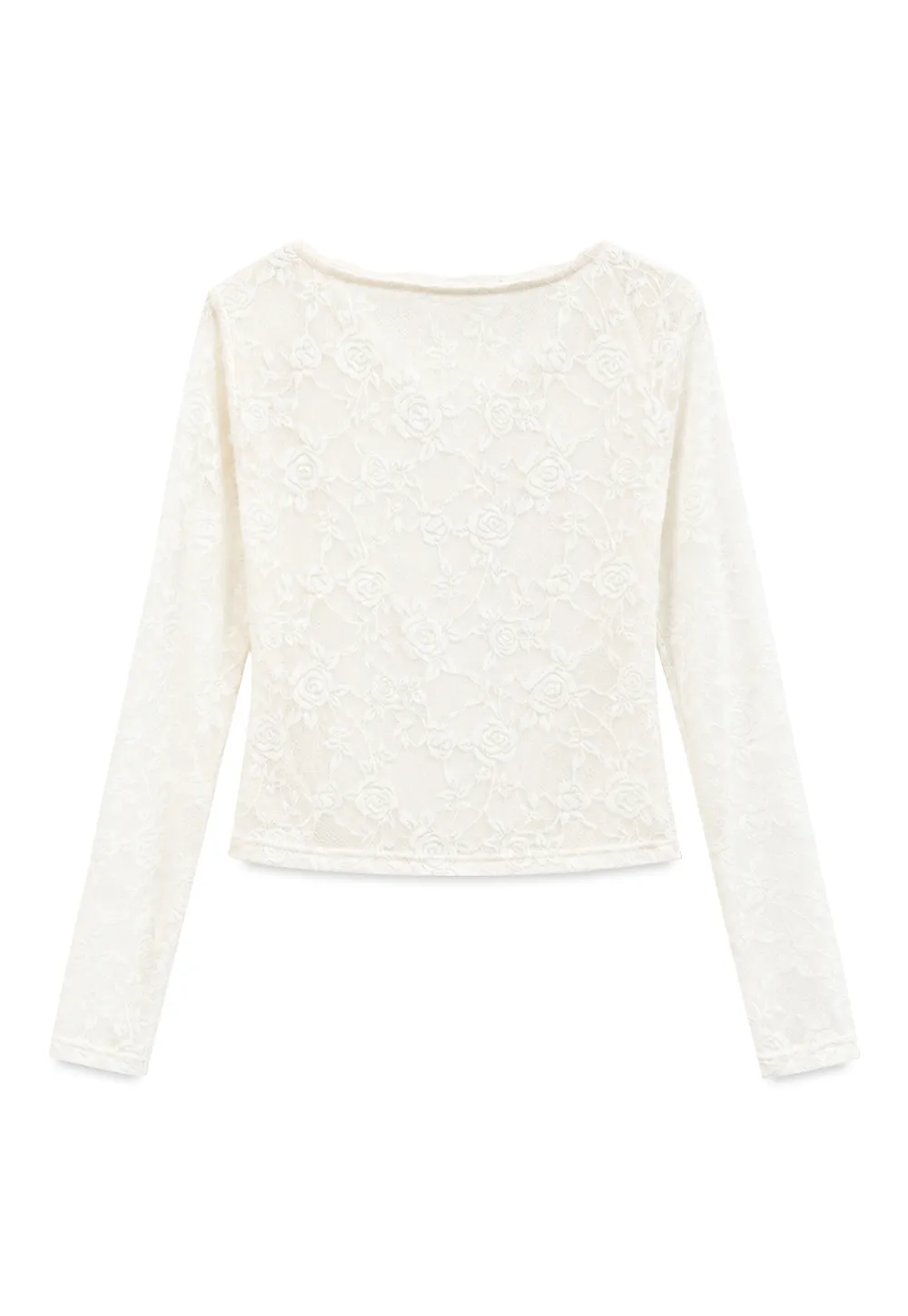 Lace Long Sleeve V Neck Blouse