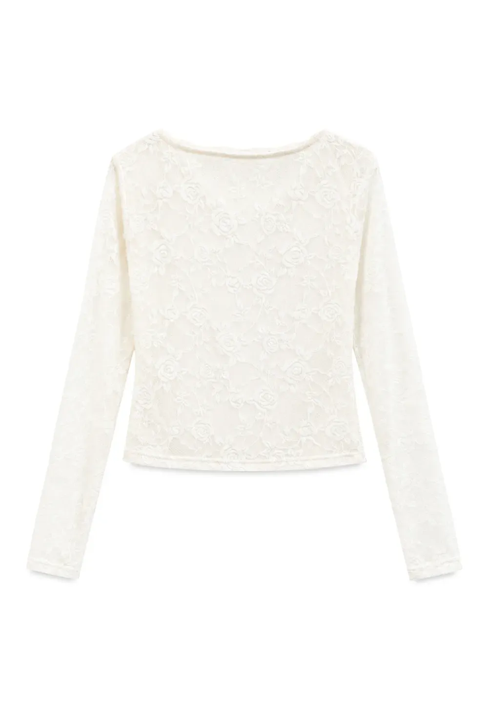 Lace Long Sleeve V Neck Blouse
