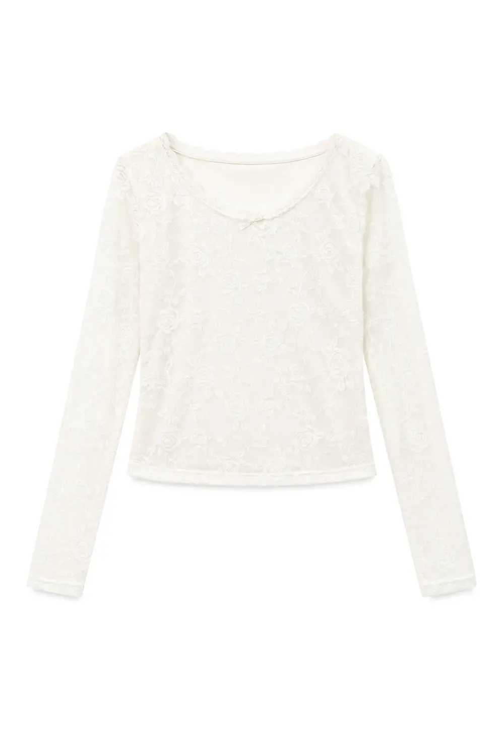 Lace Long Sleeve V Neck Blouse