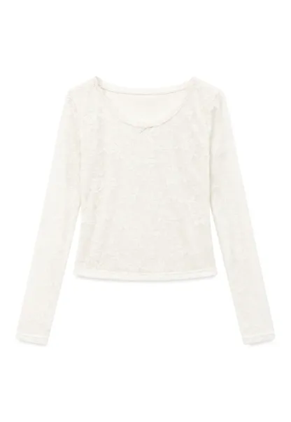 Lace Long Sleeve V Neck Blouse