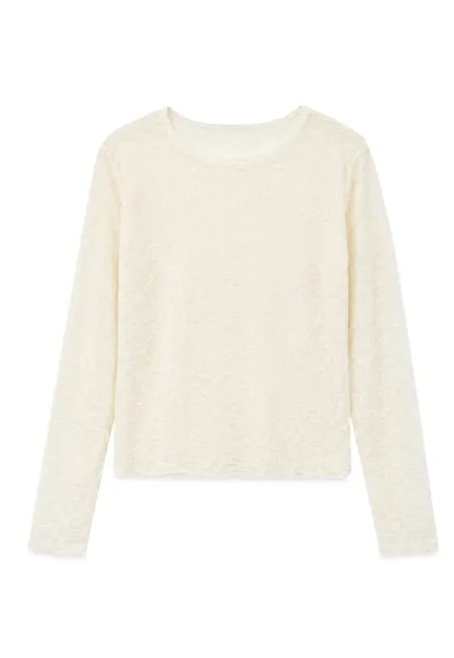 Sheer Lace Pattern Long Sleeve Blouse