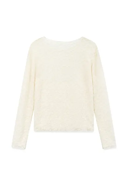 Sheer Lace Pattern Long Sleeve Blouse
