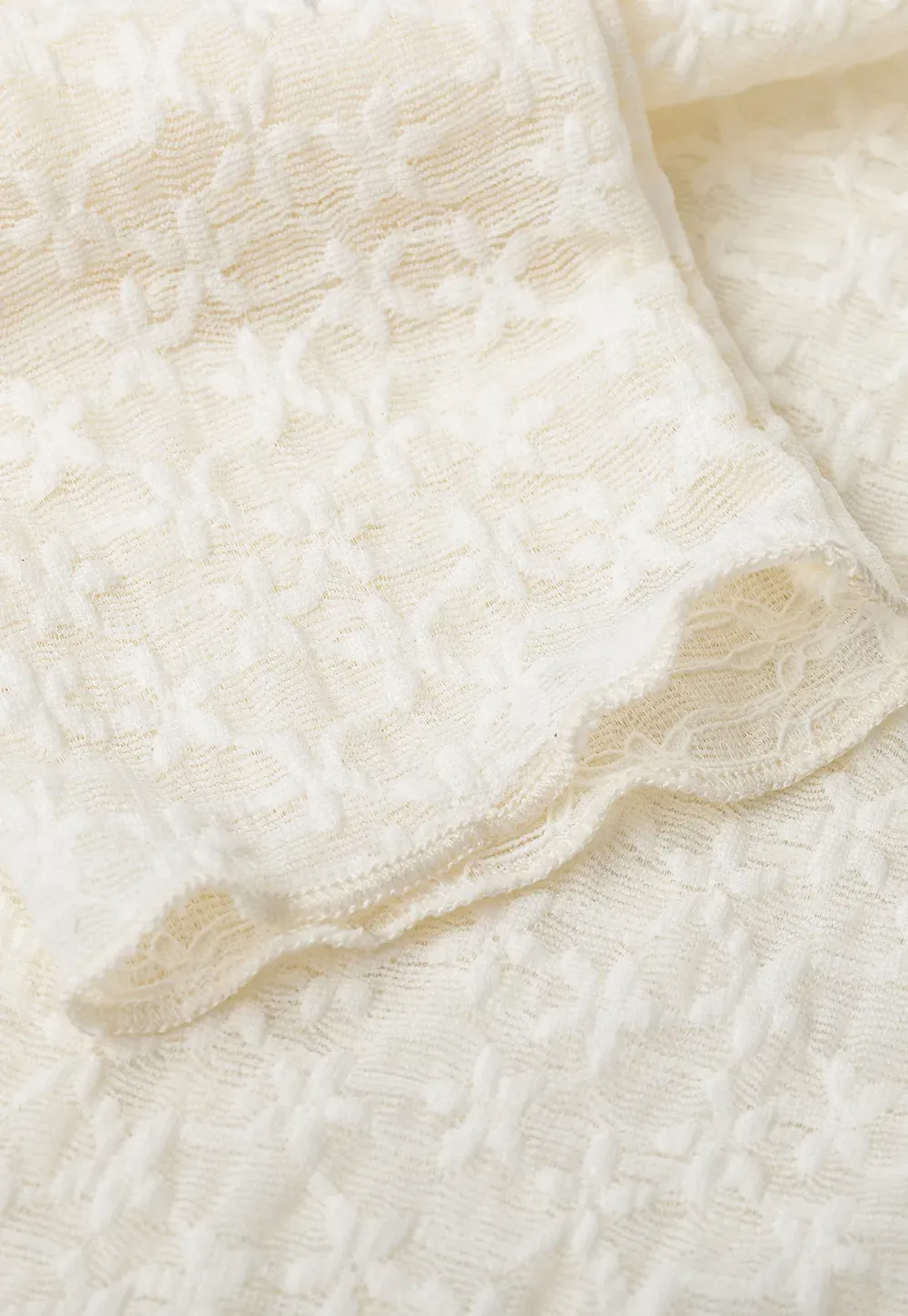 Sheer Lace Pattern Long Sleeve Blouse