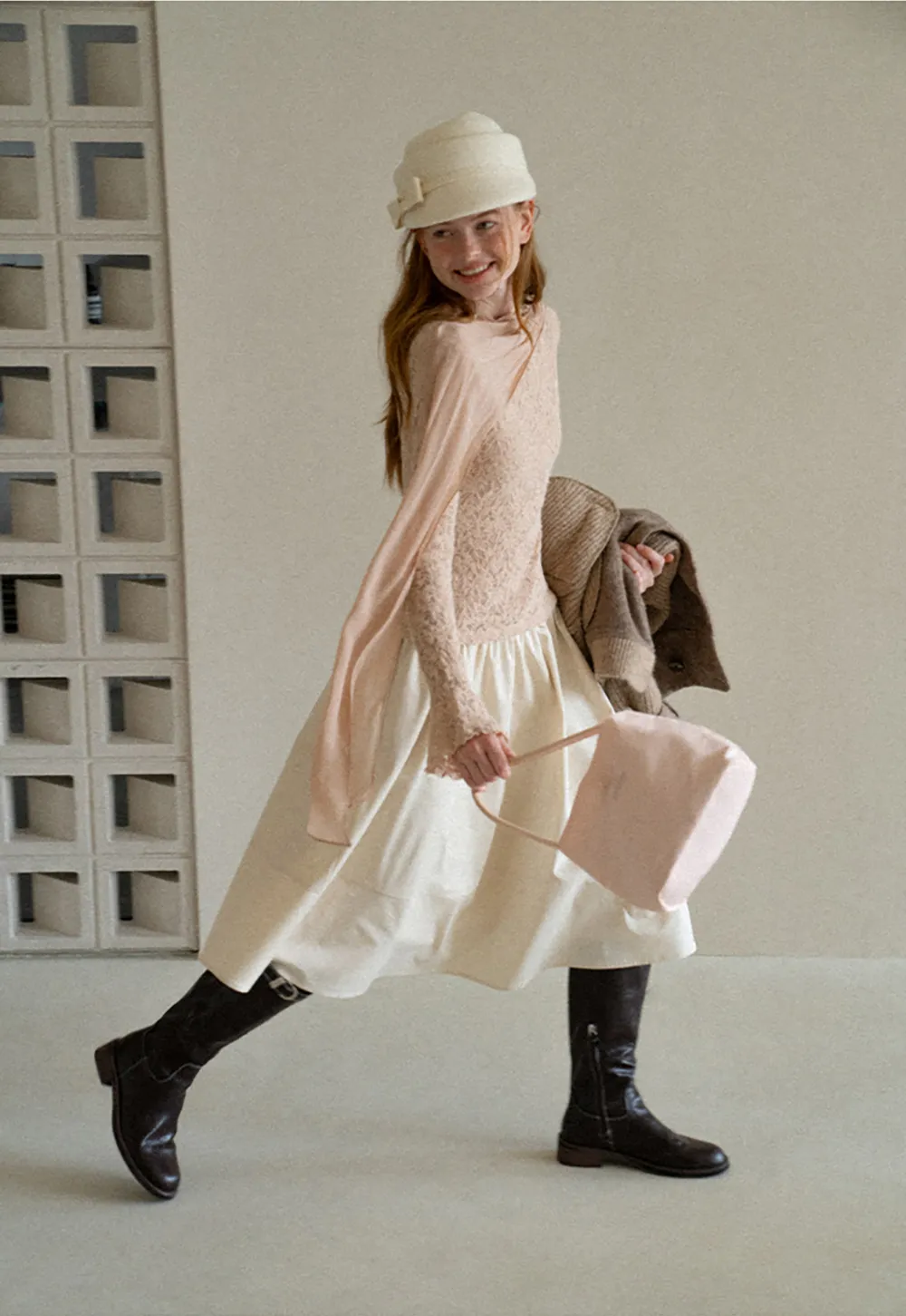 Lace Panel Draped Sleeve Blouse