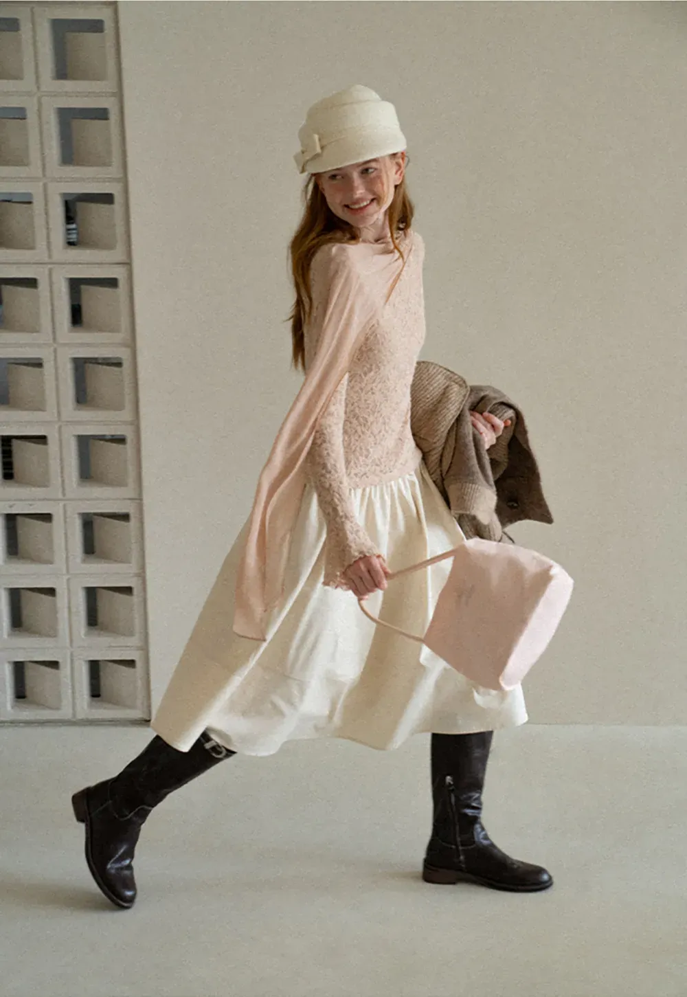 Lace Panel Draped Sleeve Blouse