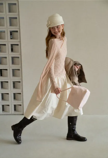 Lace Panel Draped Sleeve Blouse