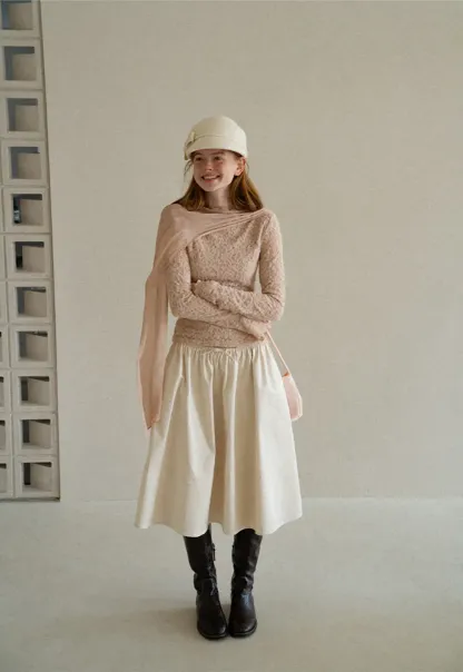 Lace Panel Draped Sleeve Blouse