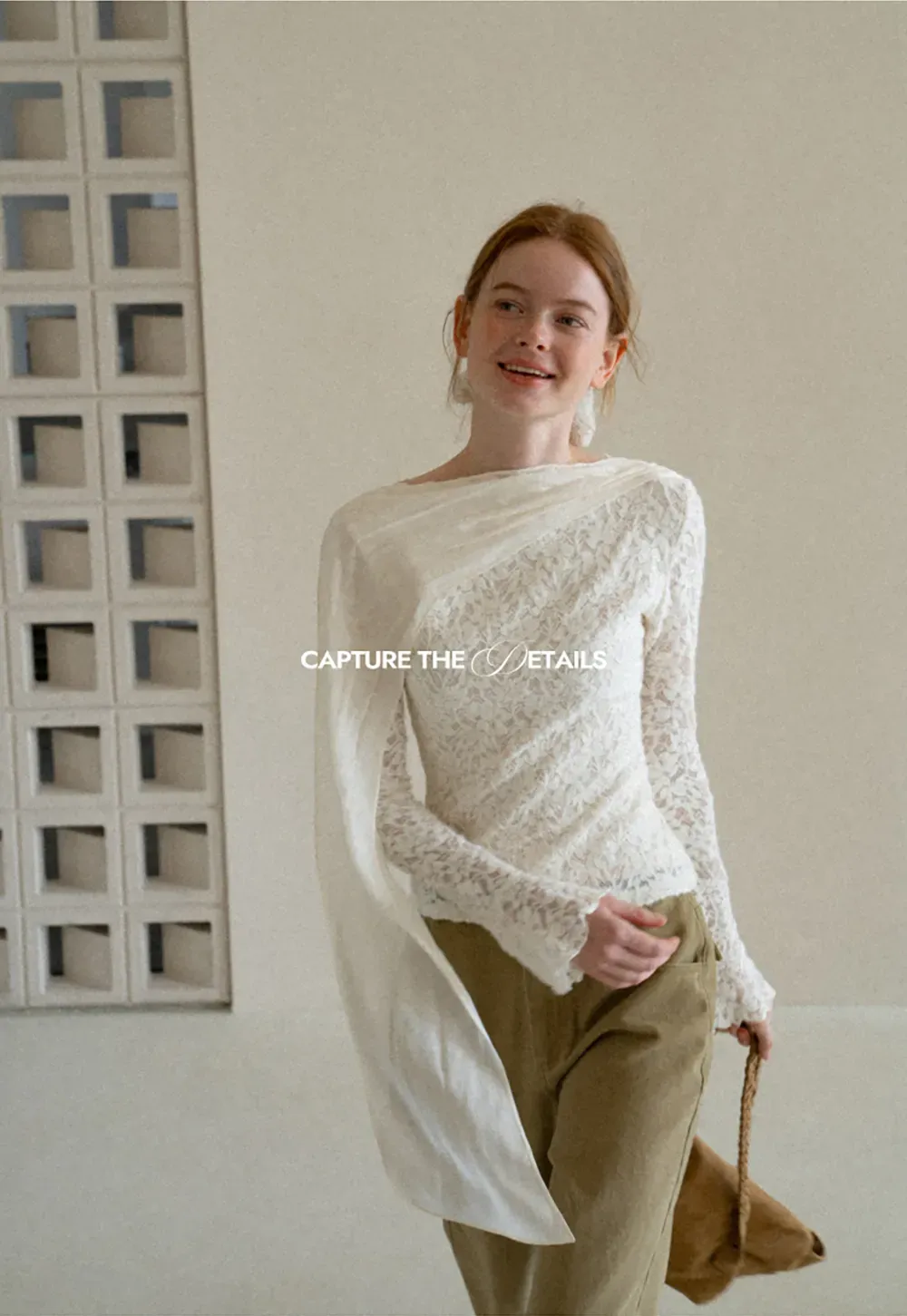 Lace Panel Draped Sleeve Blouse