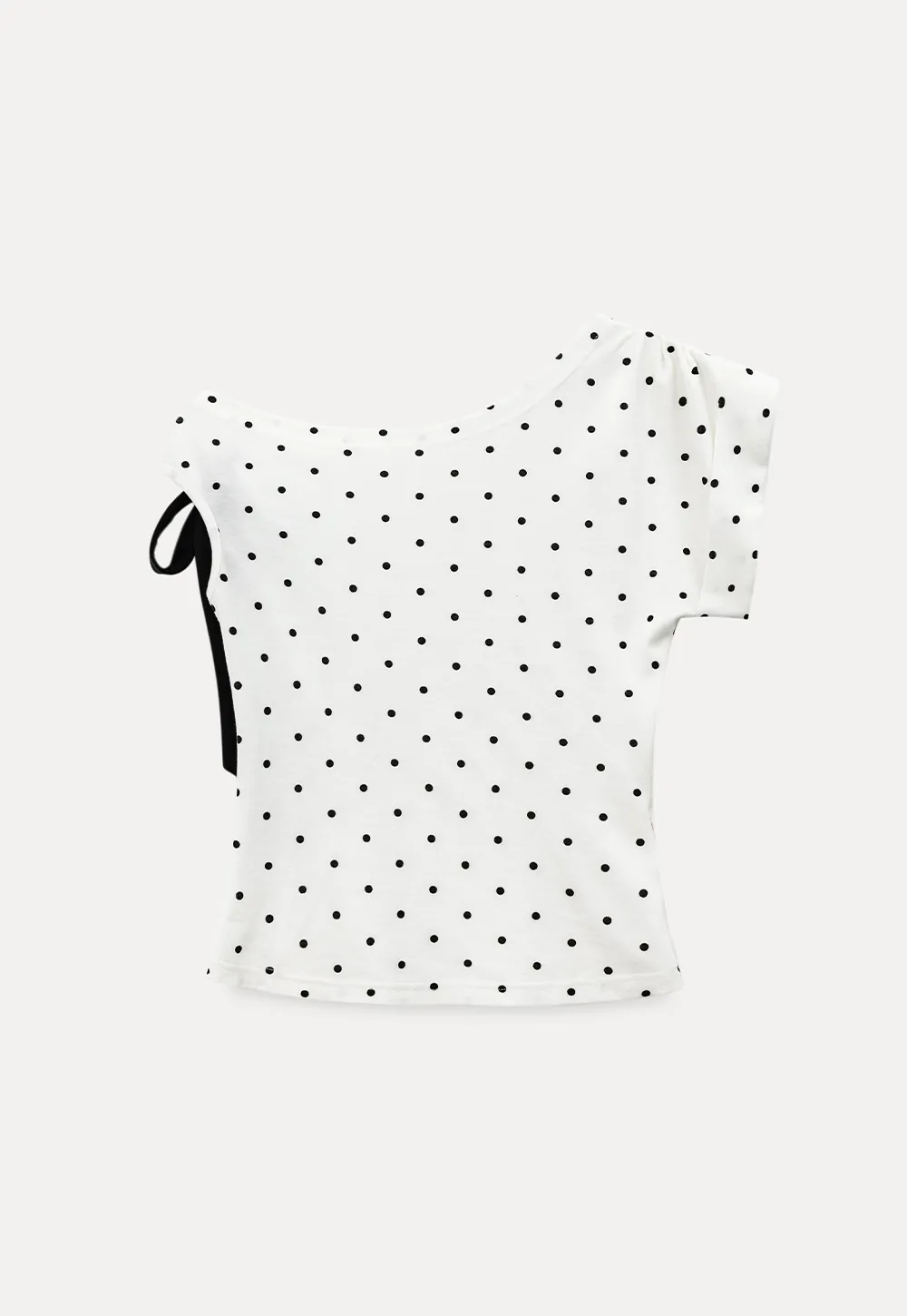 Polka dot one shoulder top with bow detail