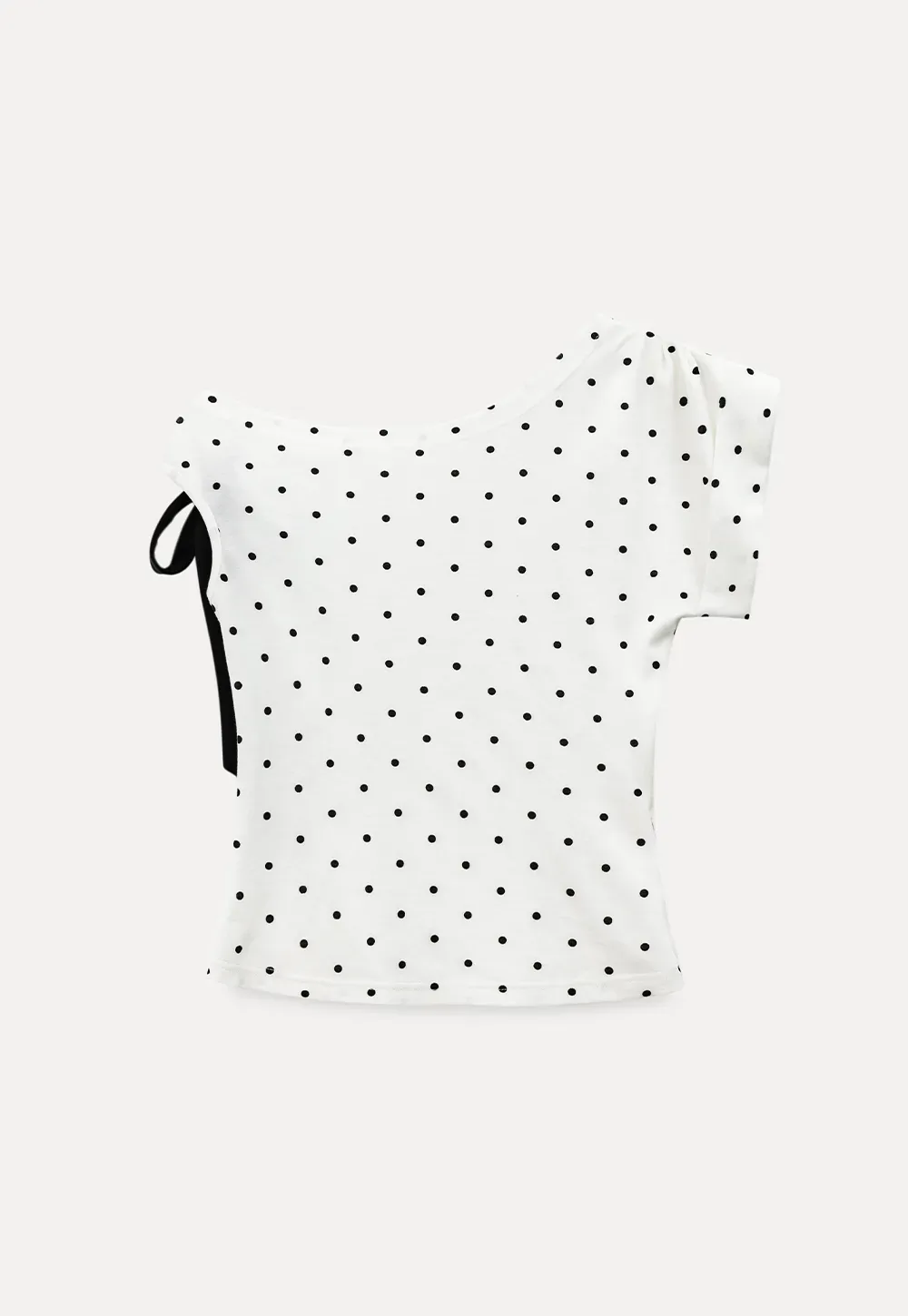 Polka dot one shoulder top with bow detail
