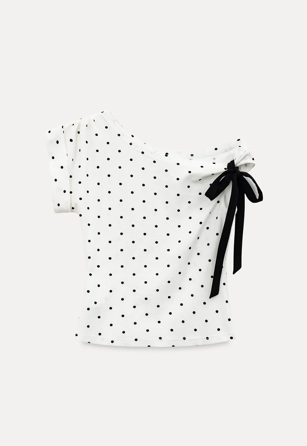 Polka dot one shoulder top with bow detail