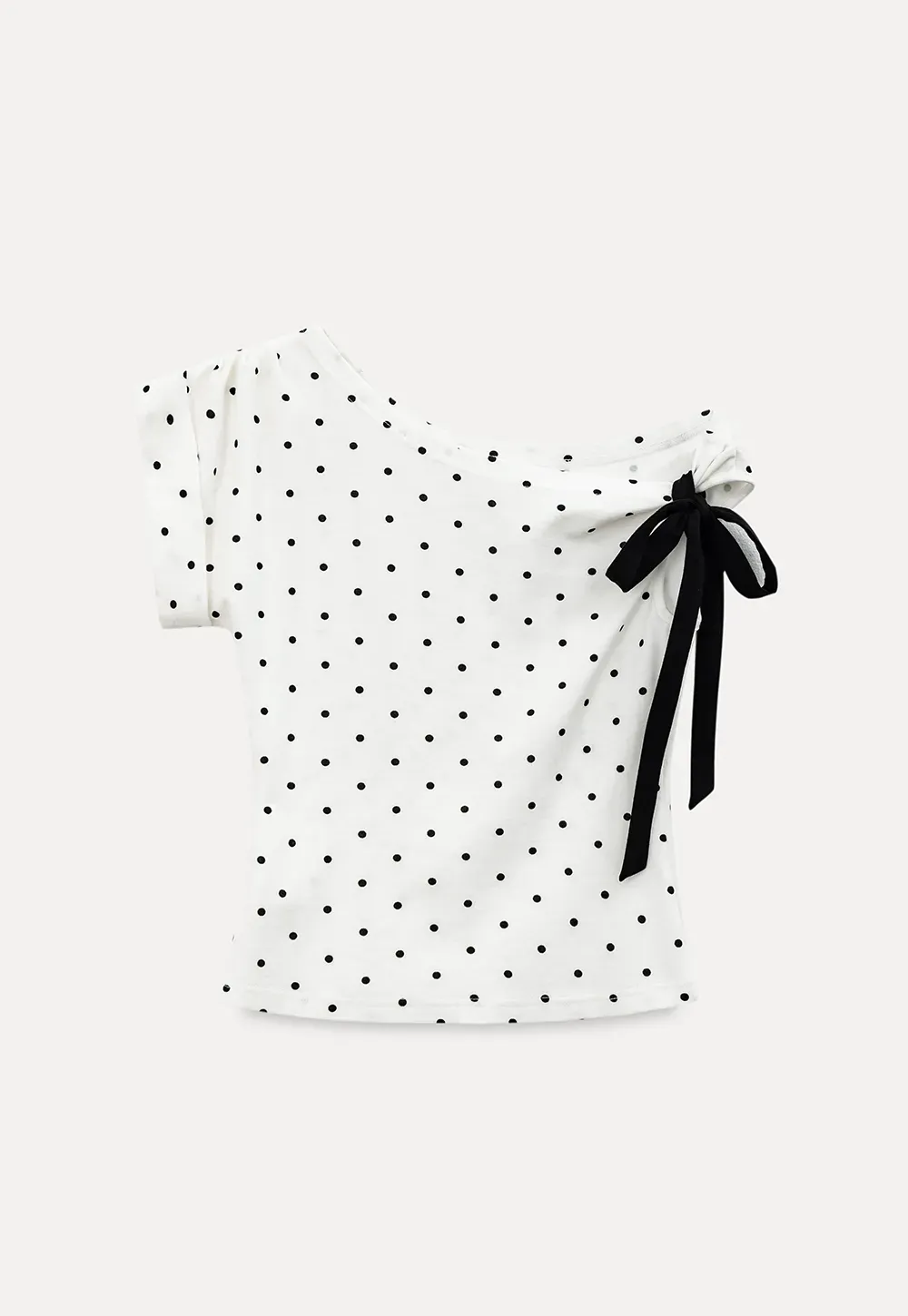 Polka dot one shoulder top with bow detail