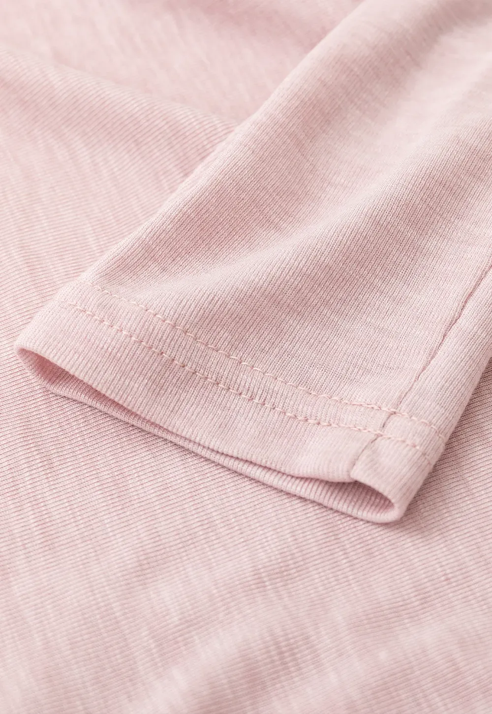 Long sleeve V neck T shirt with layered neckline