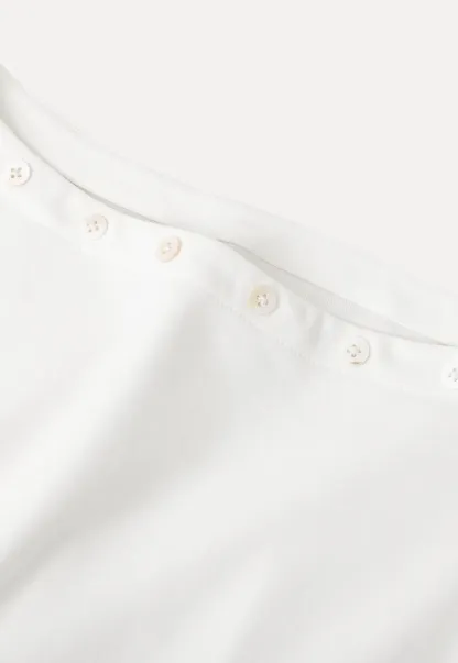 Off shoulder short sleeve top with button detail