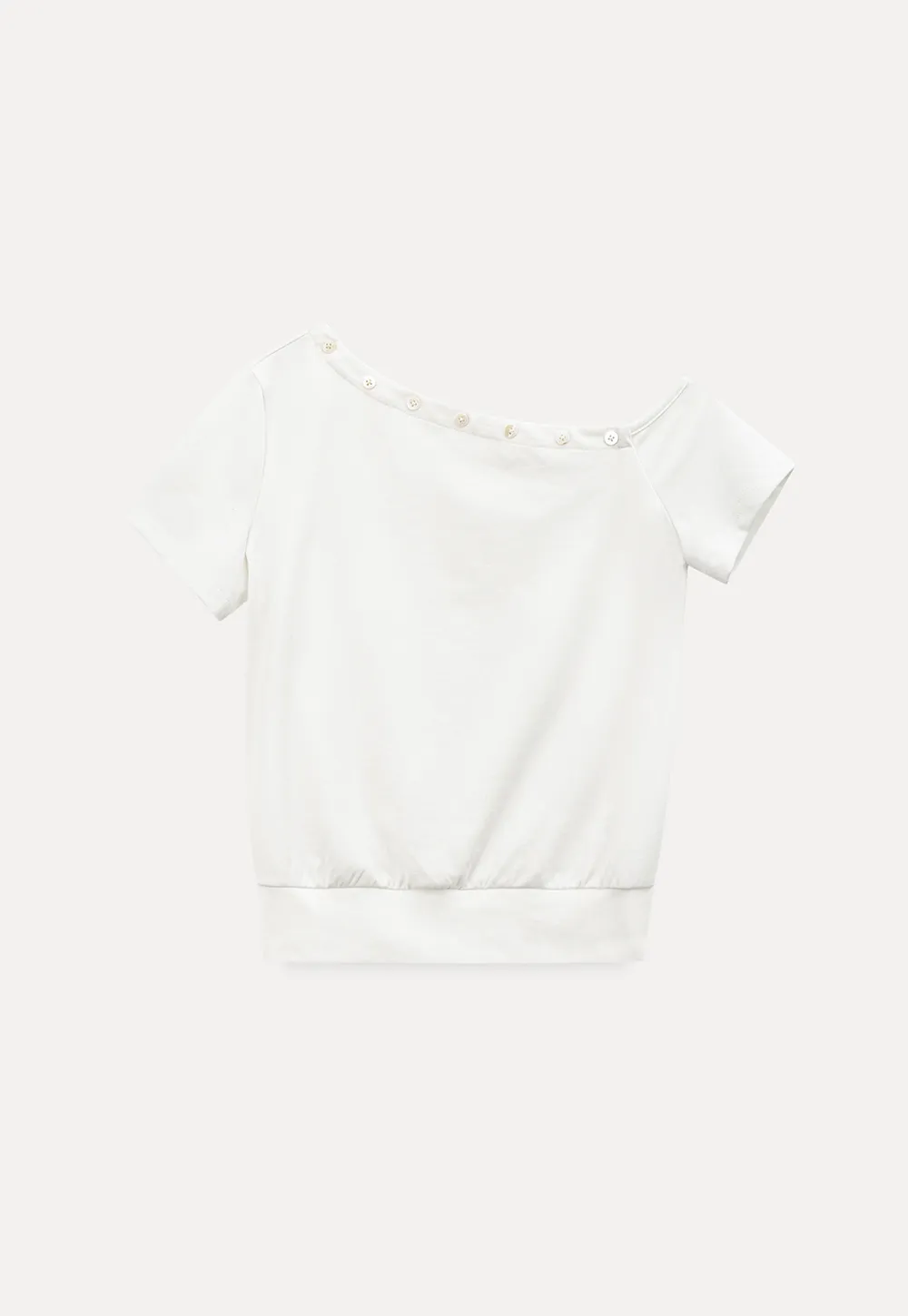 Off shoulder short sleeve top with button detail