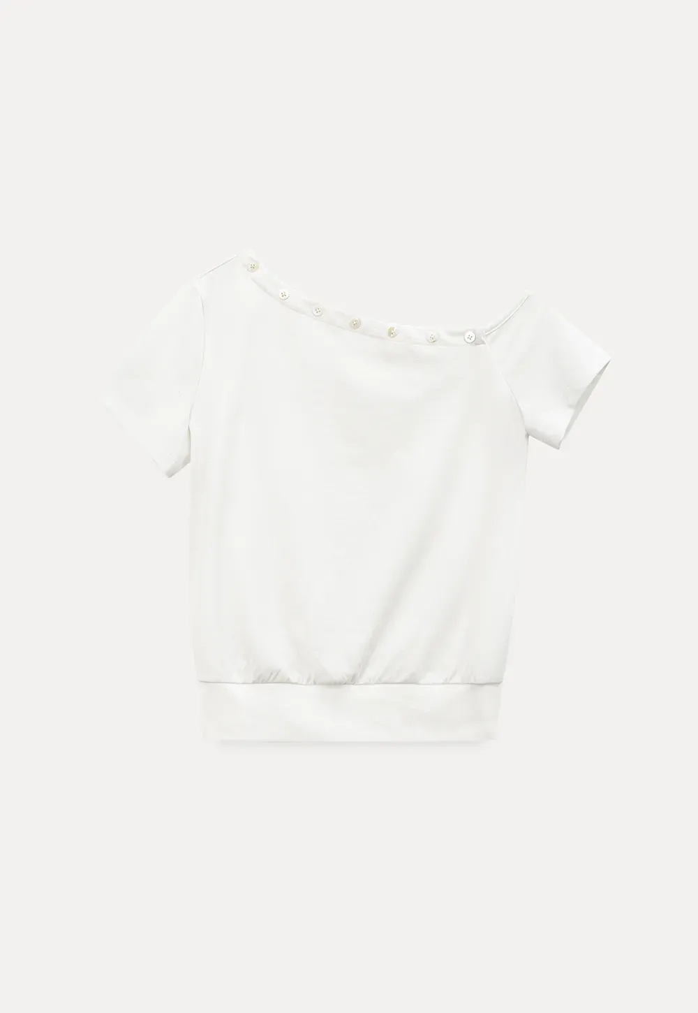 Off shoulder short sleeve top with button detail