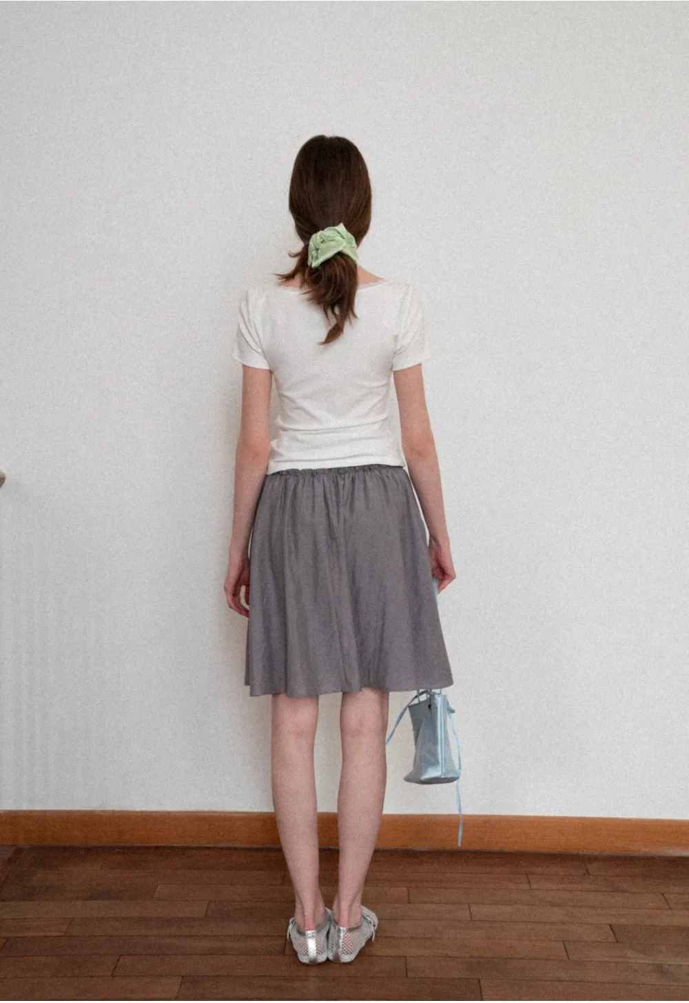 Short sleeve T-shirt with lace trim neckline