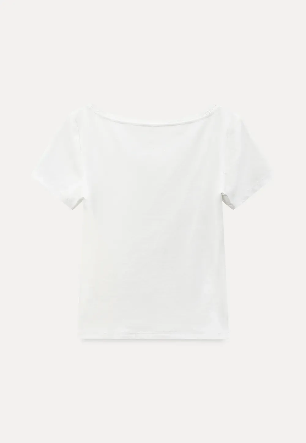 Short sleeve T-shirt with lace trim neckline