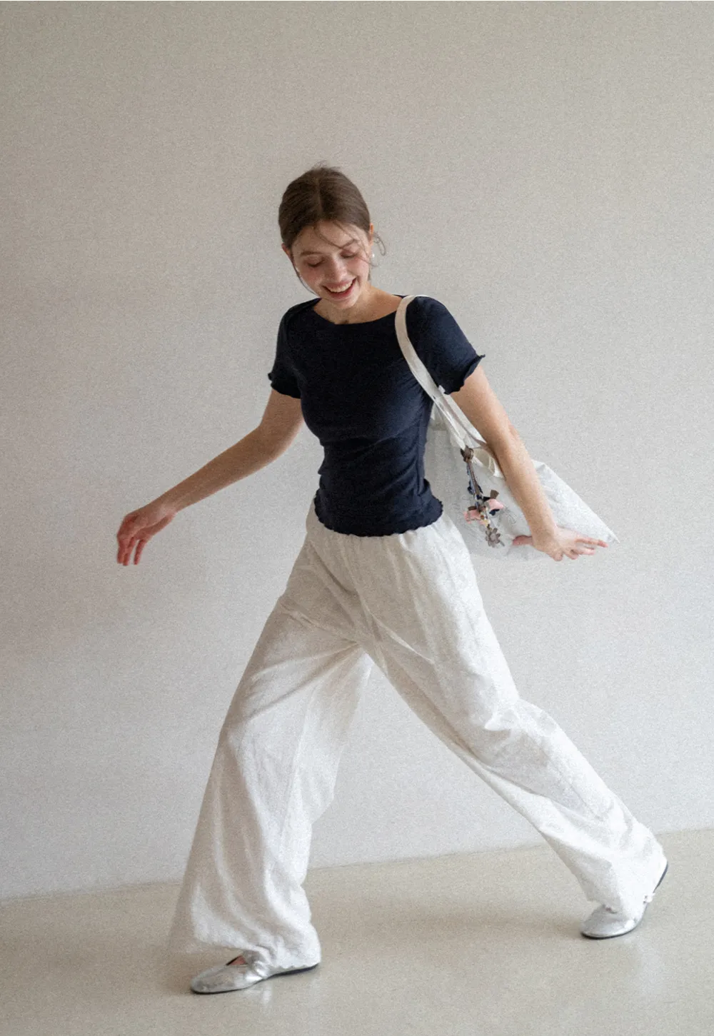 Short Sleeve T Shirt with Asymmetrical neckline