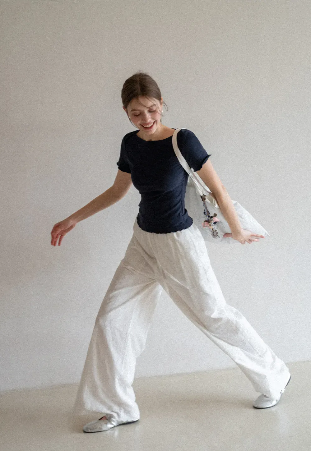 Short Sleeve T Shirt with Asymmetrical neckline