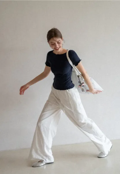 Short Sleeve T Shirt with Asymmetrical neckline